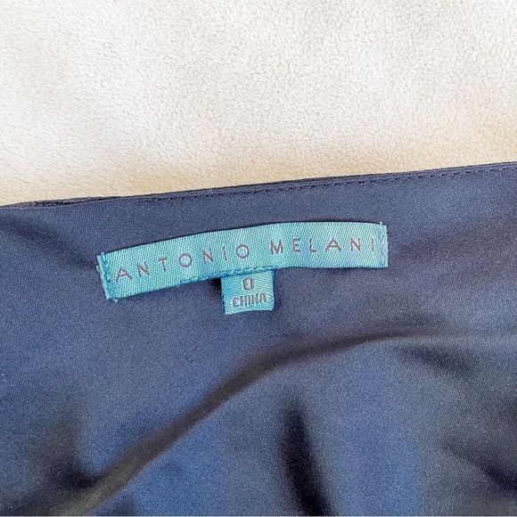 Antonio Melani‎ Size 0 Heart Neck Navy Cocktail Dress with Tweed Pencil Bottom - Picture 14 of 14